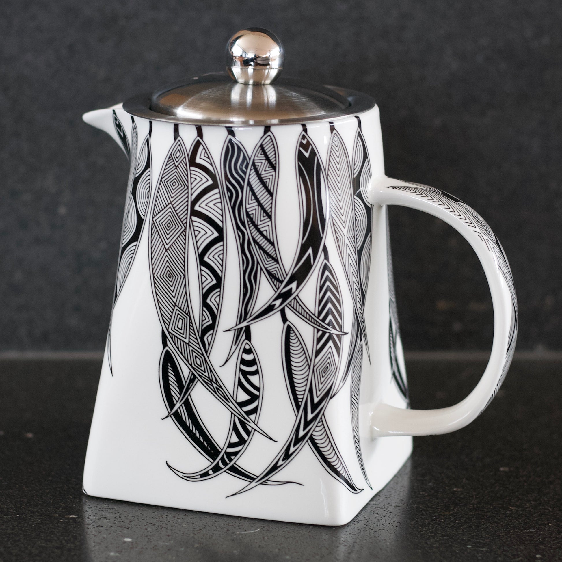 Dancing Wombat teapot with gum leaves