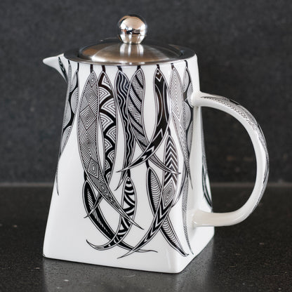 Dancing Wombat teapot with gum leaves